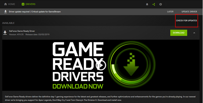 Check Nvidia Update Online