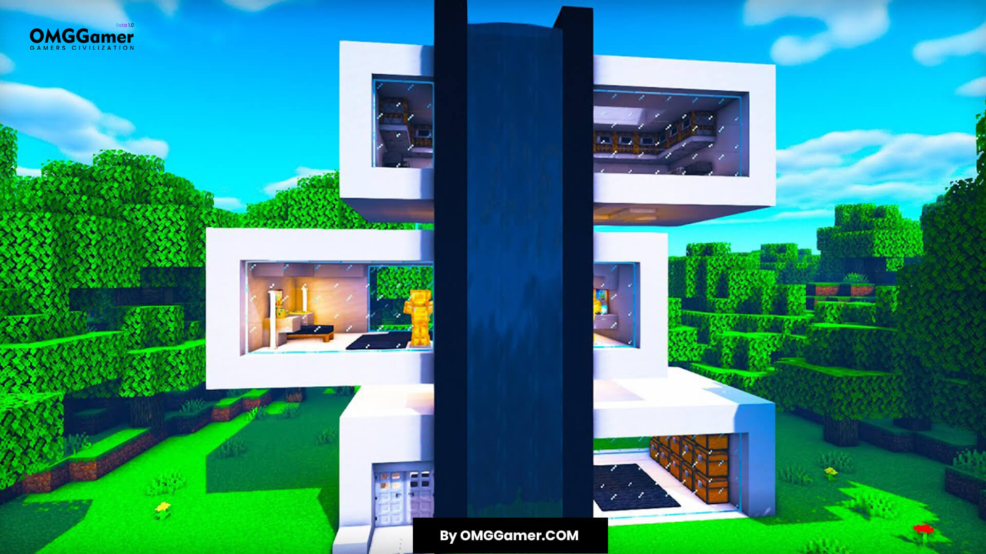 Minecraft Waterfall House 
