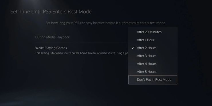 disable rest mode ps5